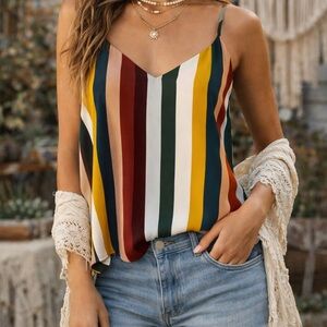 Forever 21 Multicolor Striped Tank Small Great Condition Boho Festival Playful